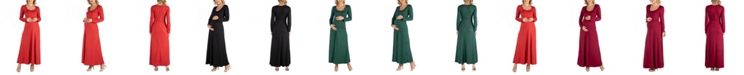 24seven Comfort Apparel Long Sleeve T-Shirt Maternity Maxi Dress